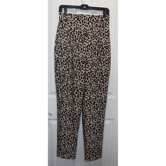 Zara High Waisted Leopard Print Trousers/Pants Size S - Picture 1 of 4